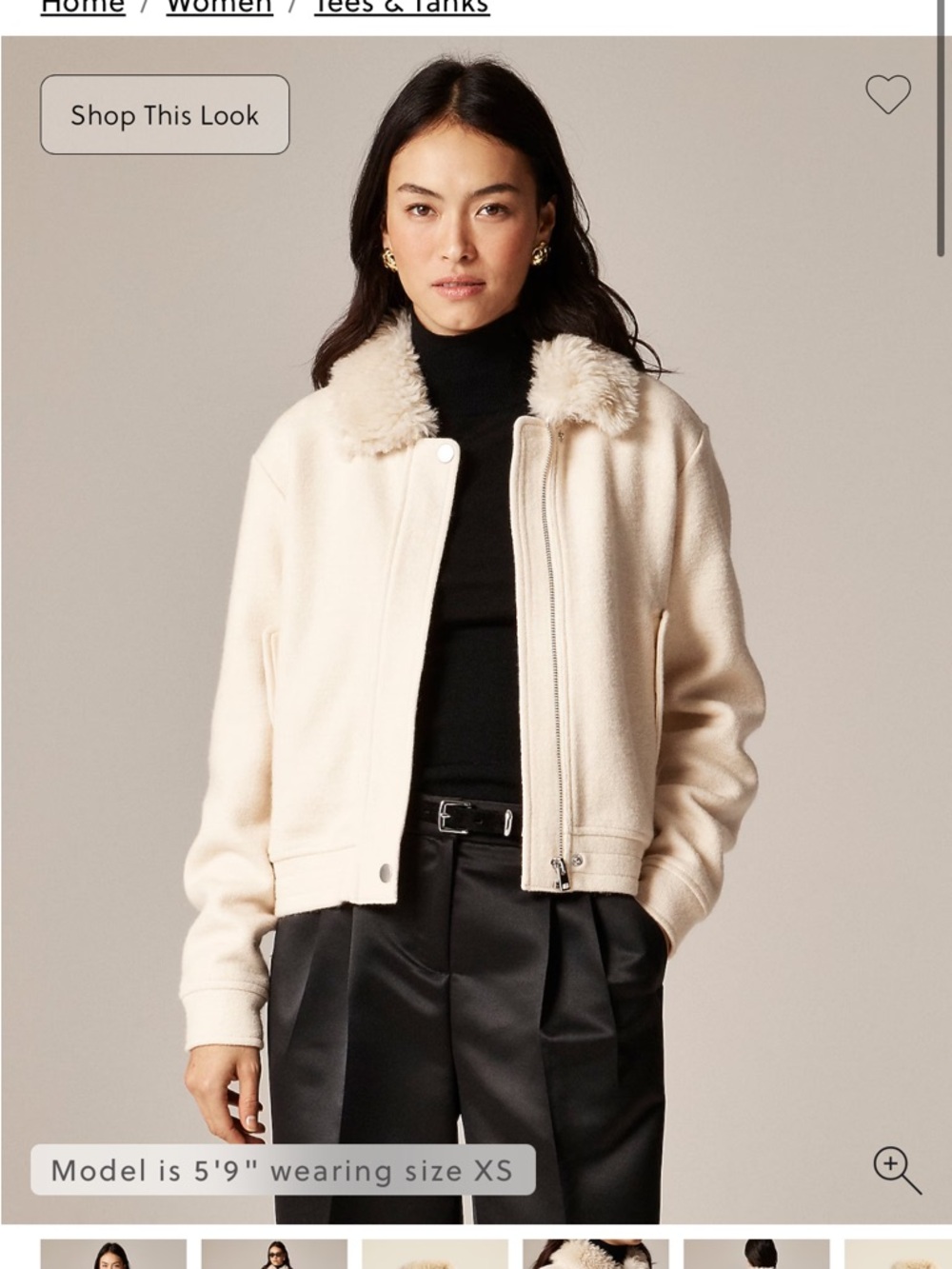 NWT J.Crew Pilot Cream Faux-Fur Collar Jacket